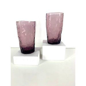 Morgantown Crinkle Dented Plum Amethyst Juice Glasses